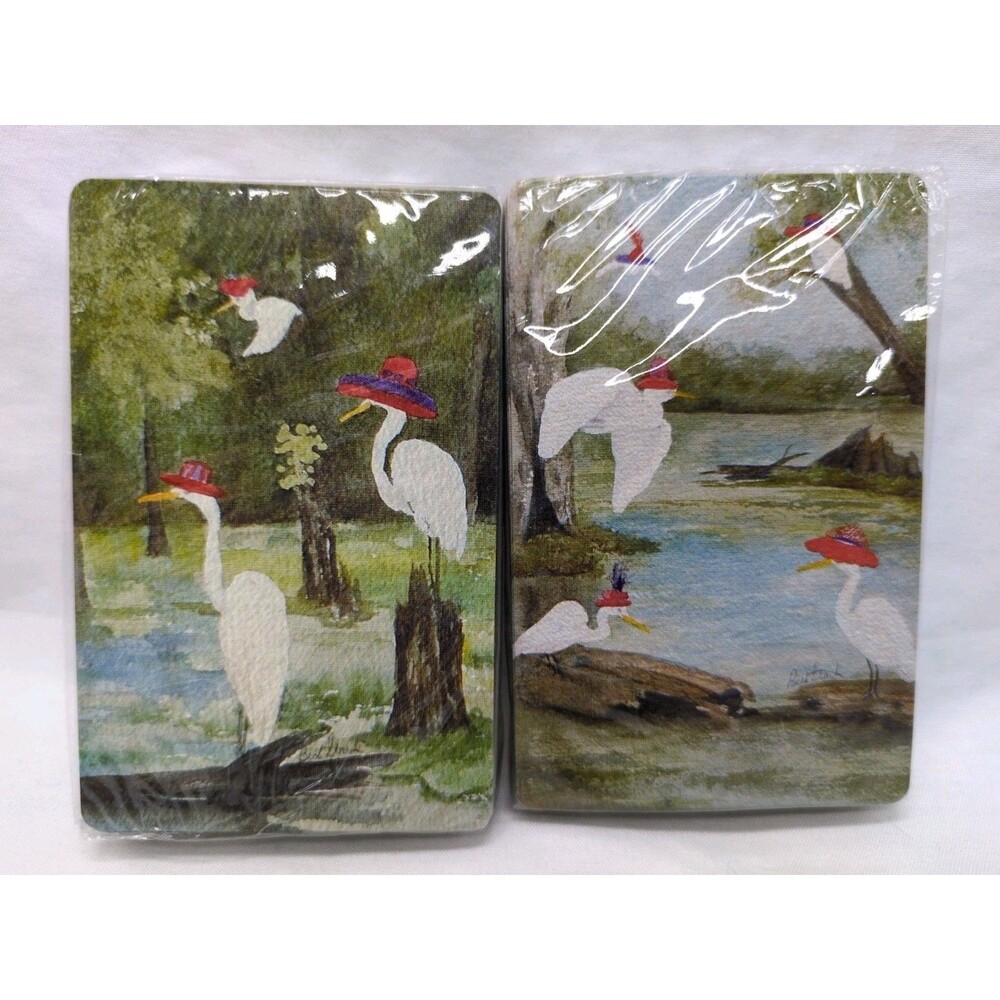 (2) Vintage White Heron Playing Card Decks